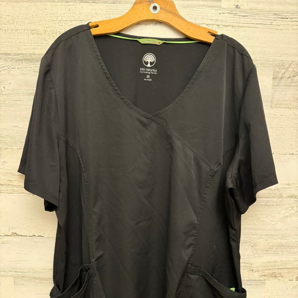 HH Works Healing Hands Scrubs Madison Top Women's 3X Black Shoot Sleeve Pockets